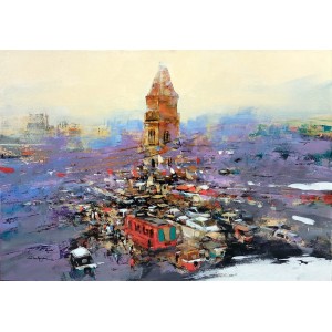 Shan Amrohvi, 30 x 42 inch, Acrylic on Canvas, Cityscape Painting, AC-SA-180